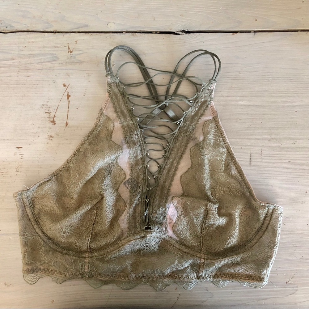 Lace up high neck bralette